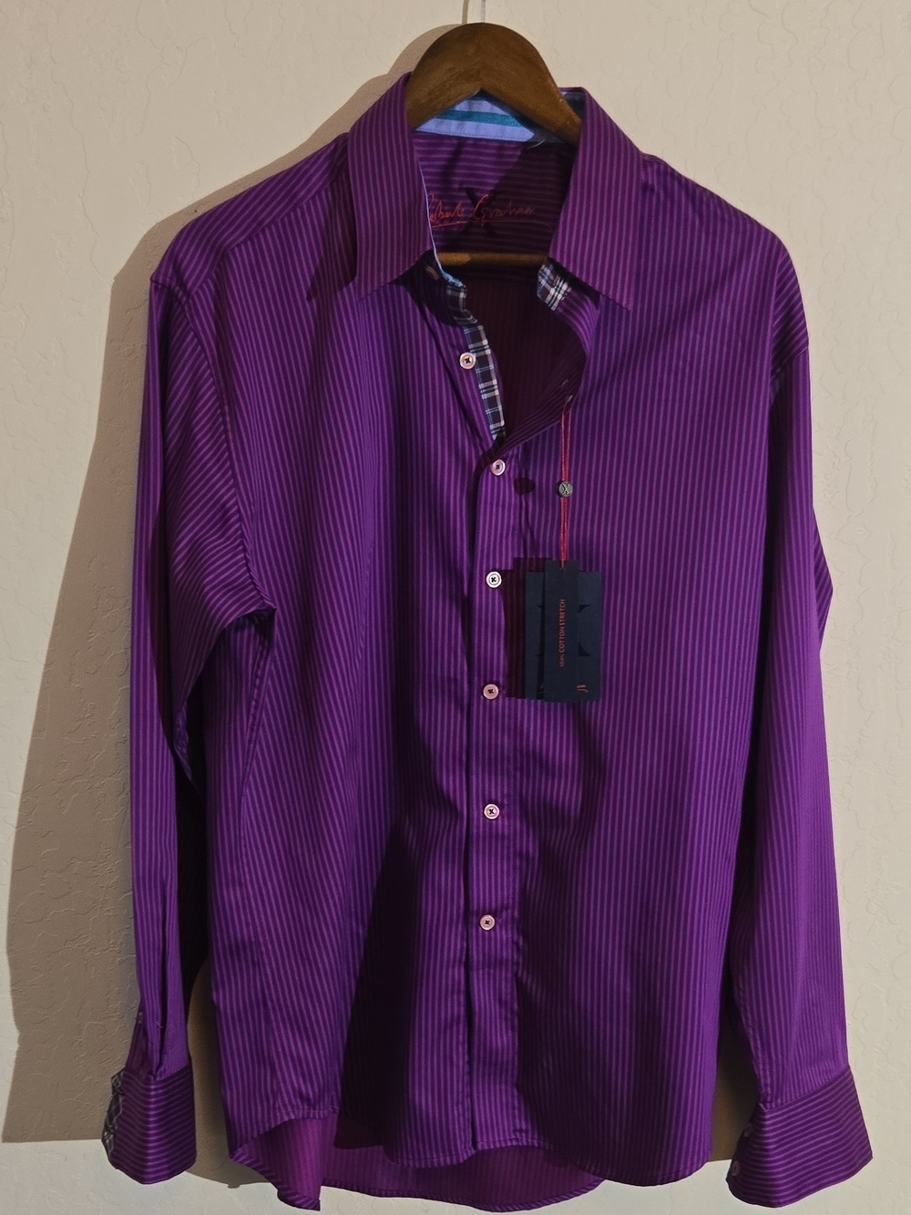 Men's Purple Stripe Dress Shirt - Slim Fit
